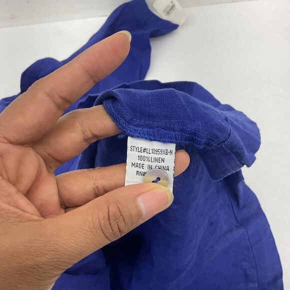 New Allen Allen Linen Button Up Women's Tunic Blouse 1X Plus - Purple NWT - Picture 4 of 5